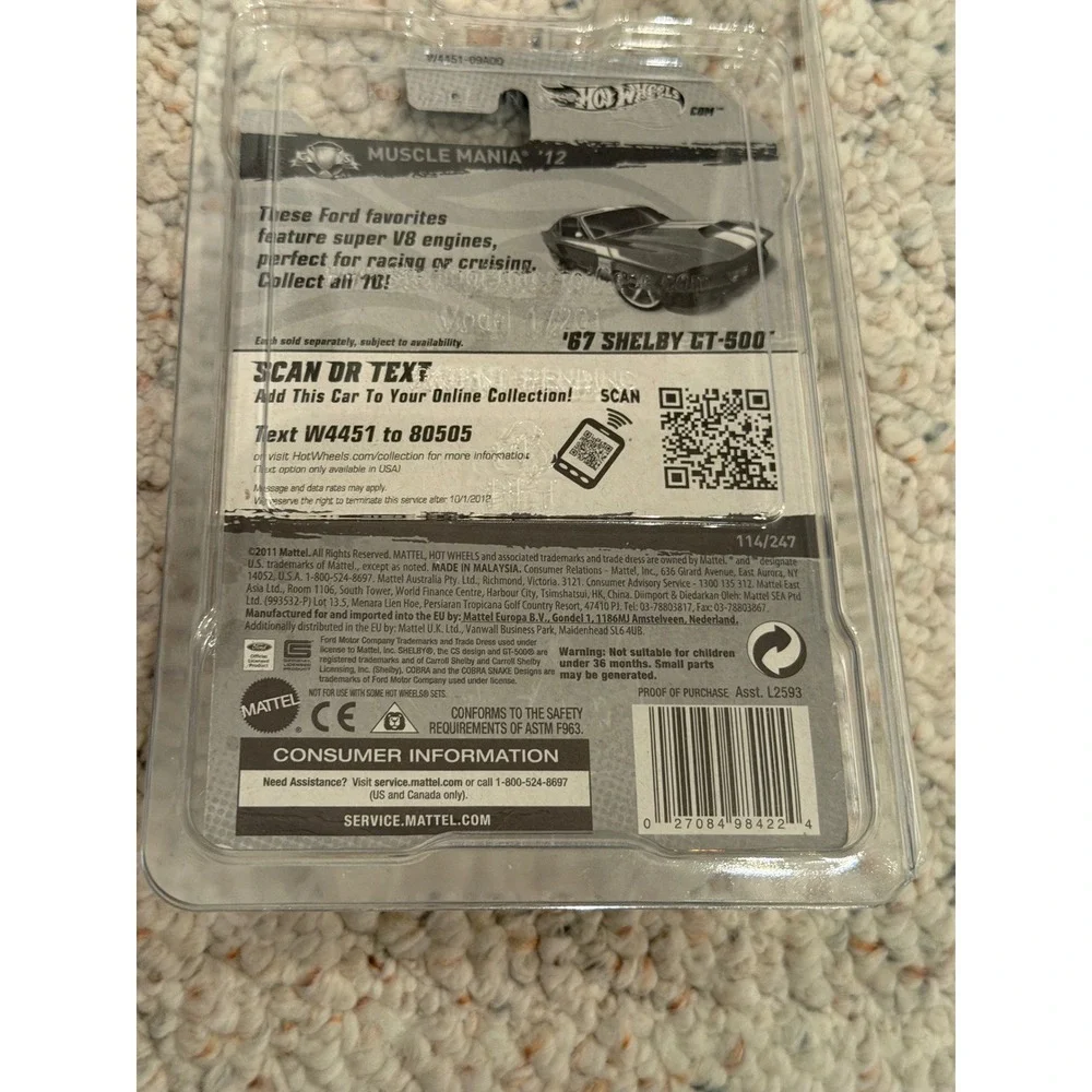 Hot Wheels 67 Shelby GT-500‎ Muscle Mania 12 Red 1:64 Diecast Car New Sealed